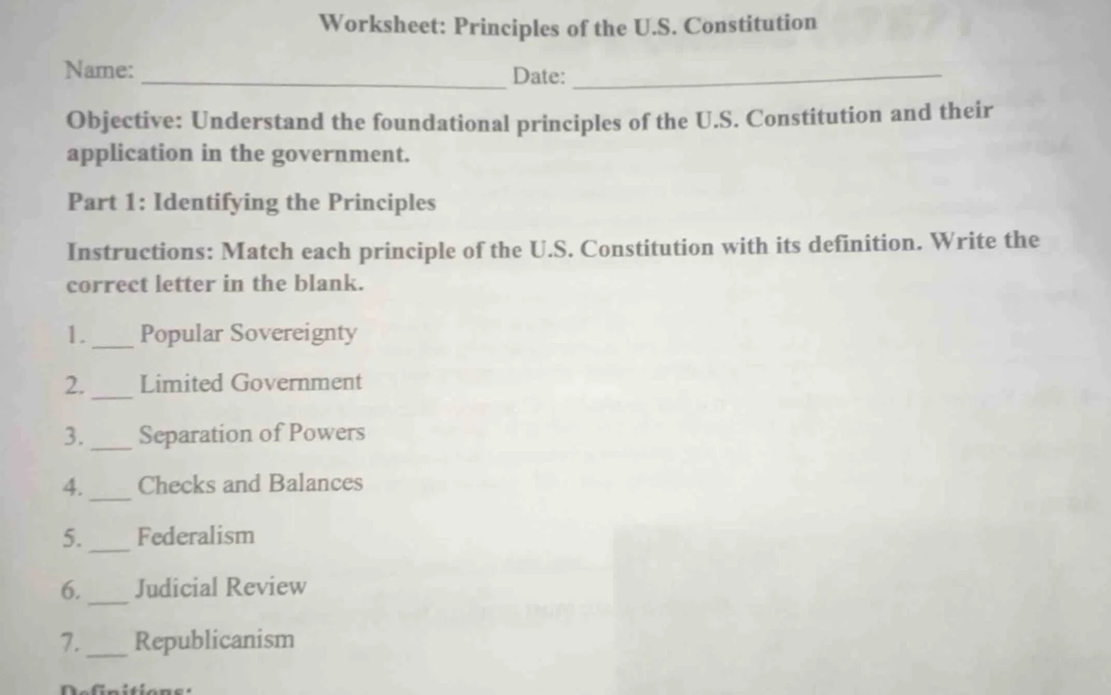 worksheet: principles of the u.s. constitution name: __________________…