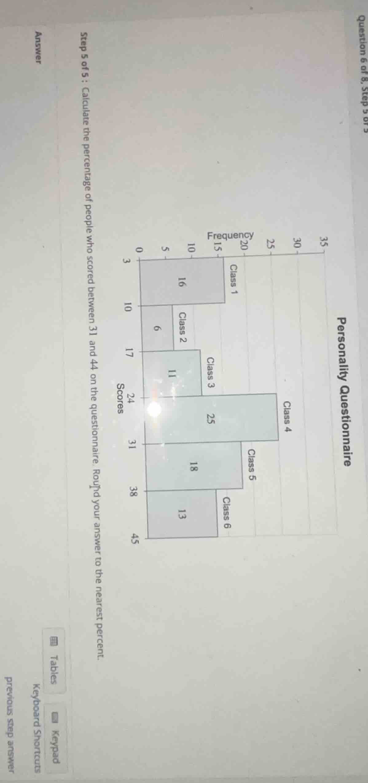 question 6 of 8, step 5 of 5 step 5 of 5: calculate the percentage of p…