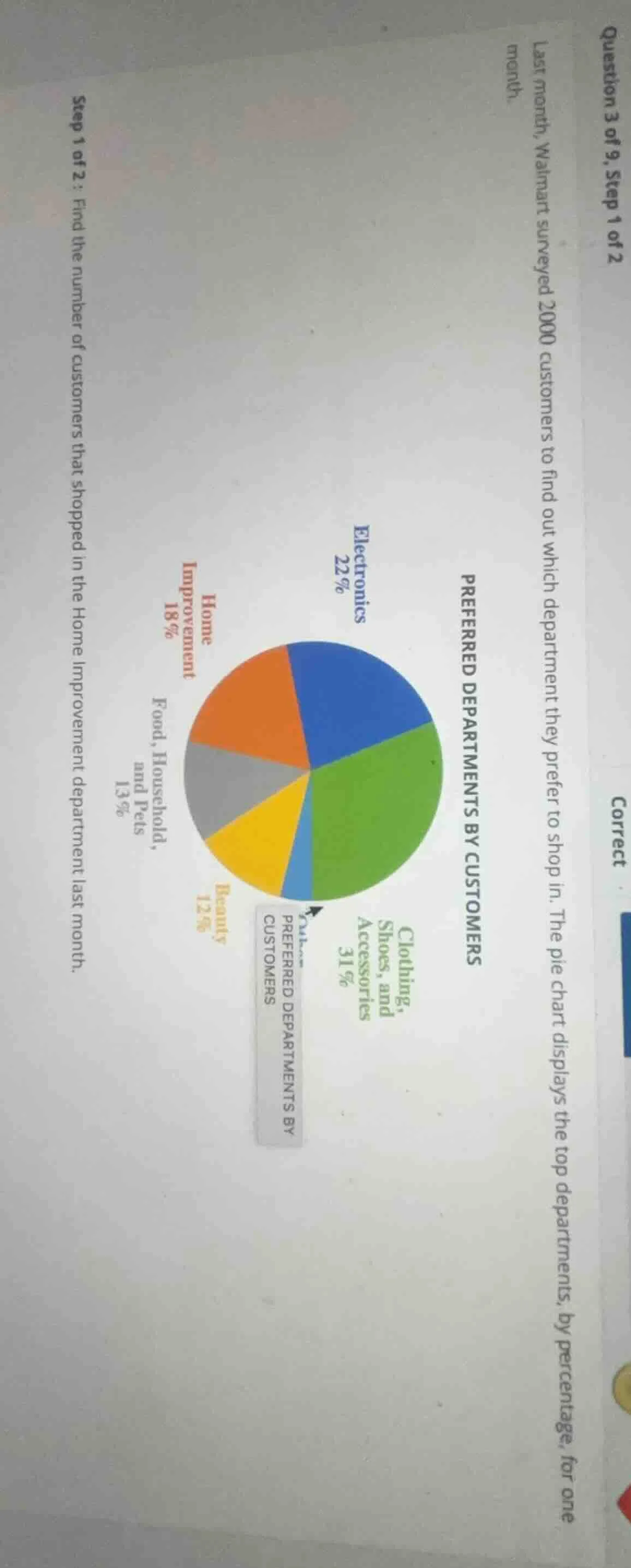 question 3 of 9, step 1 of 2 last month, walmart surveyed 2000 customer…