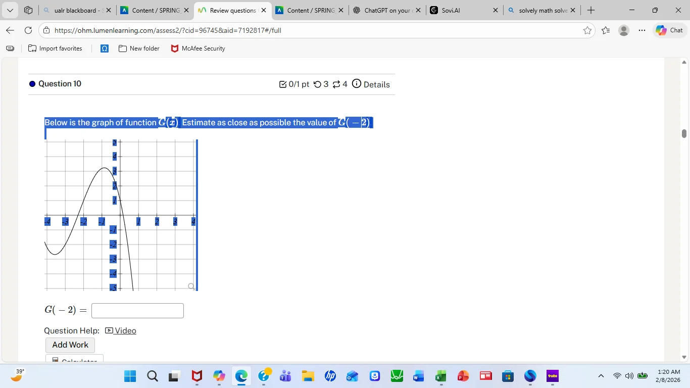 below is the graph of function ( g(x) ). estimate as close as possible …