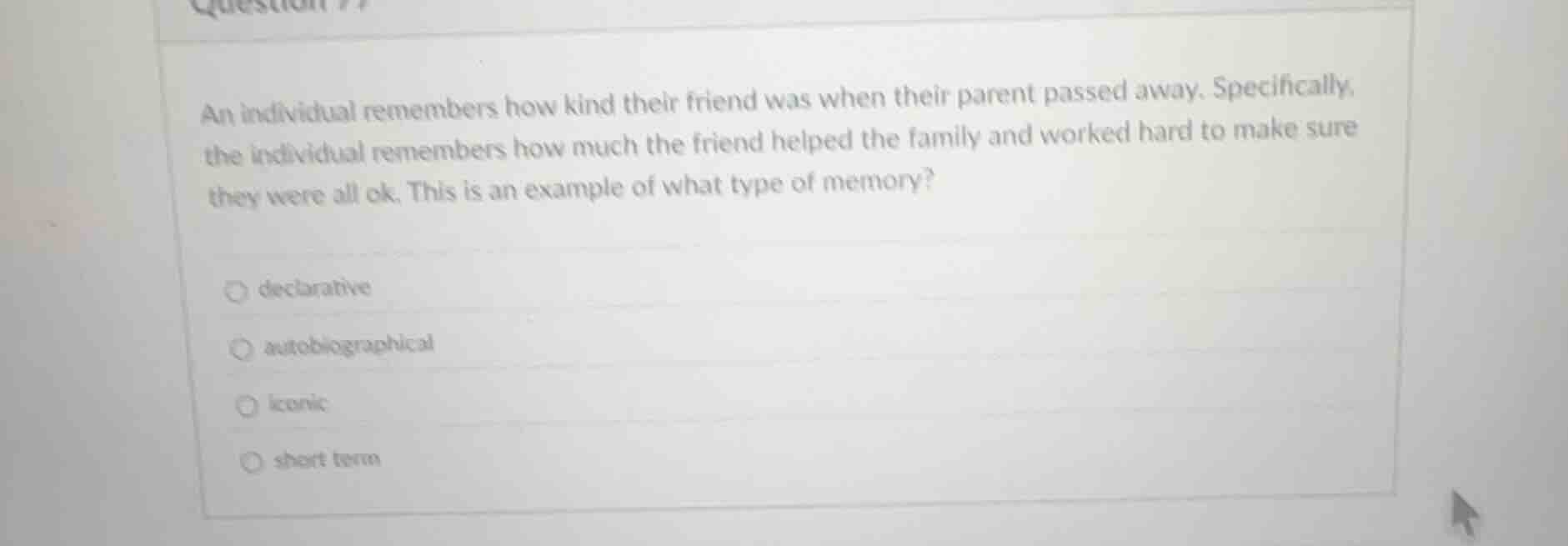 an individual remembers how kind their friend was when their parent pas…