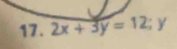17. 2x + 3y = 12; y