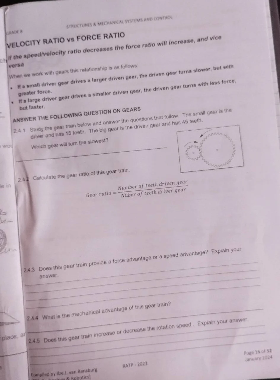 structures & mechanical systems and control grade 8 velocity ratio vs f…