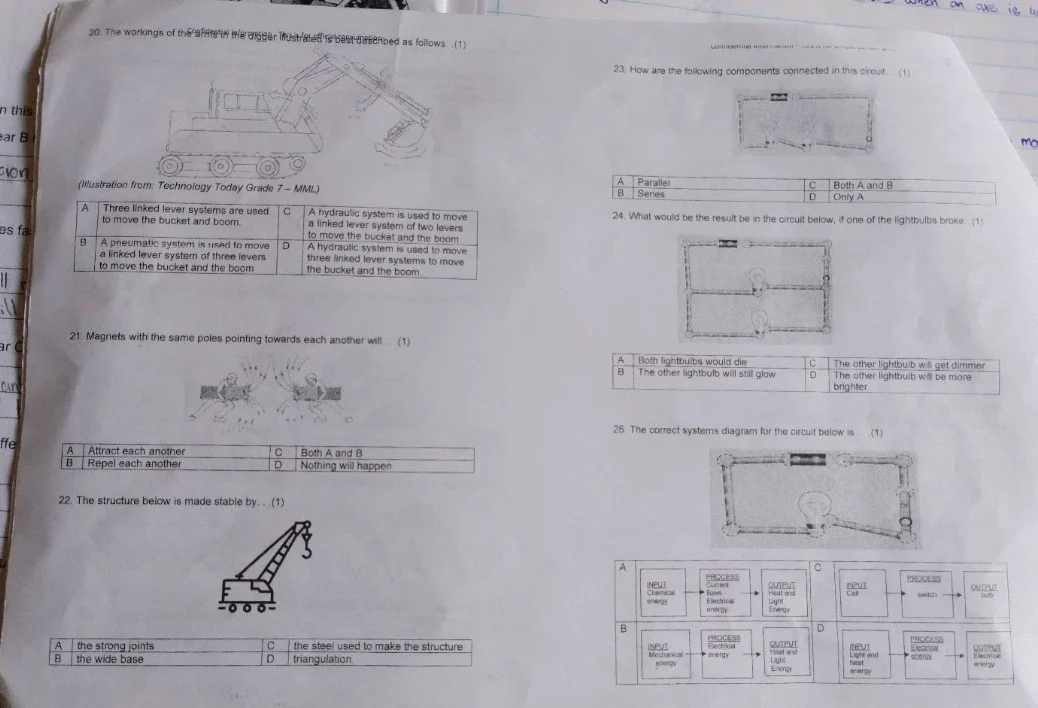 20. the workings of a digger (excavator) bucket is described as follows…
