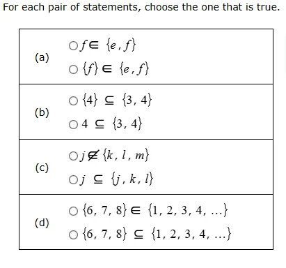 for each pair of statements, choose the one that is true. (a) \\(\\circ…