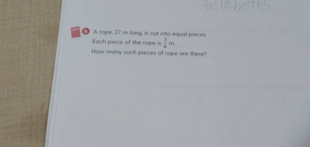 6 a rope, 27 m long, is cut into equal pieces. each piece of the rope i…