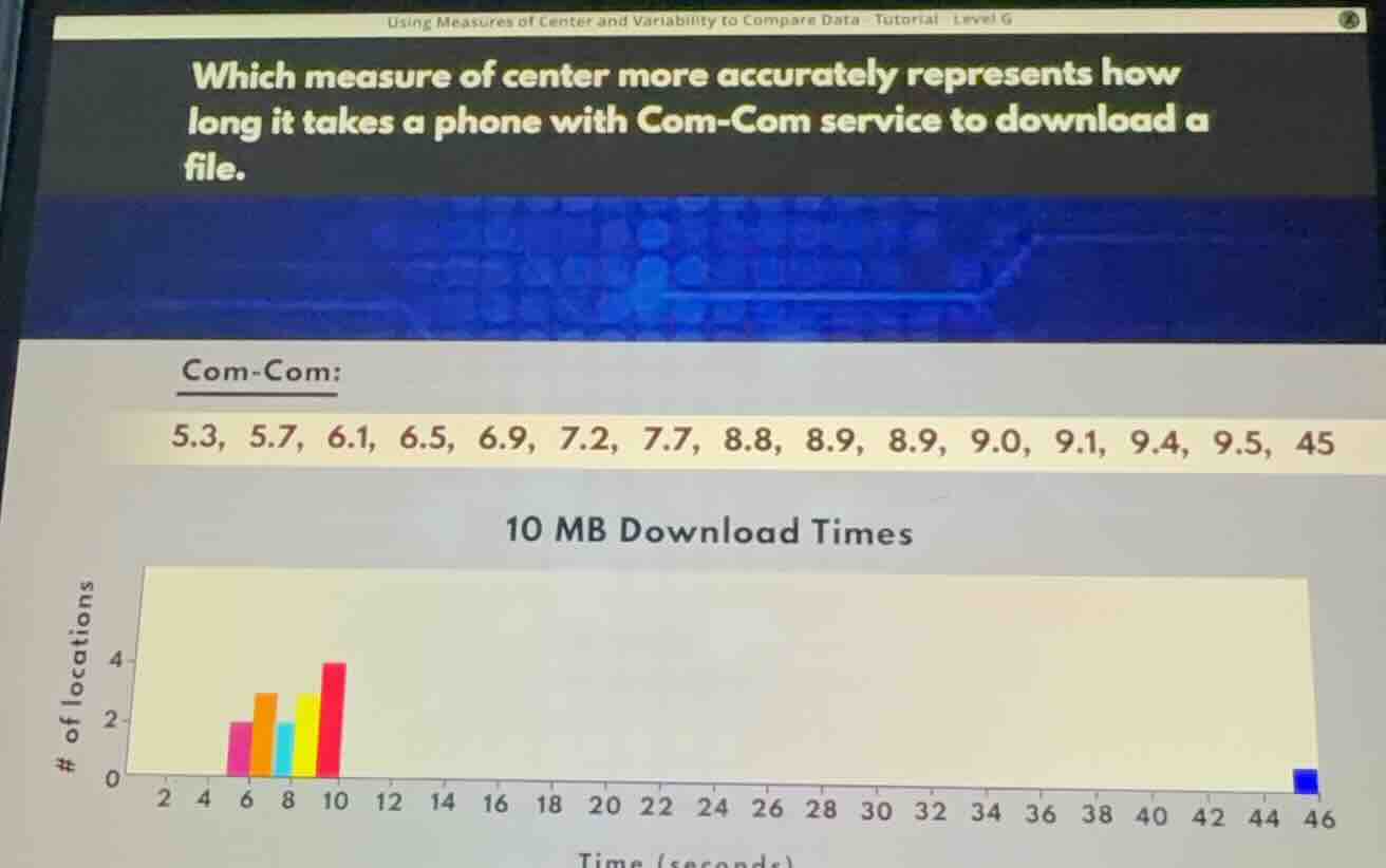 using measures of center and variability to compare data tutorial level…
