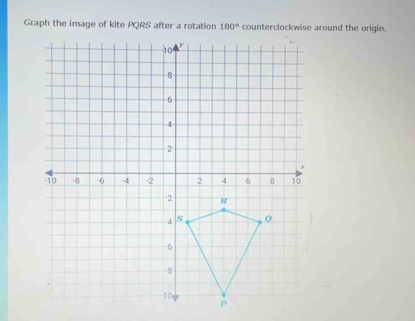 graph the image of kite pqrs after a rotation 180° counterclockwise aro…