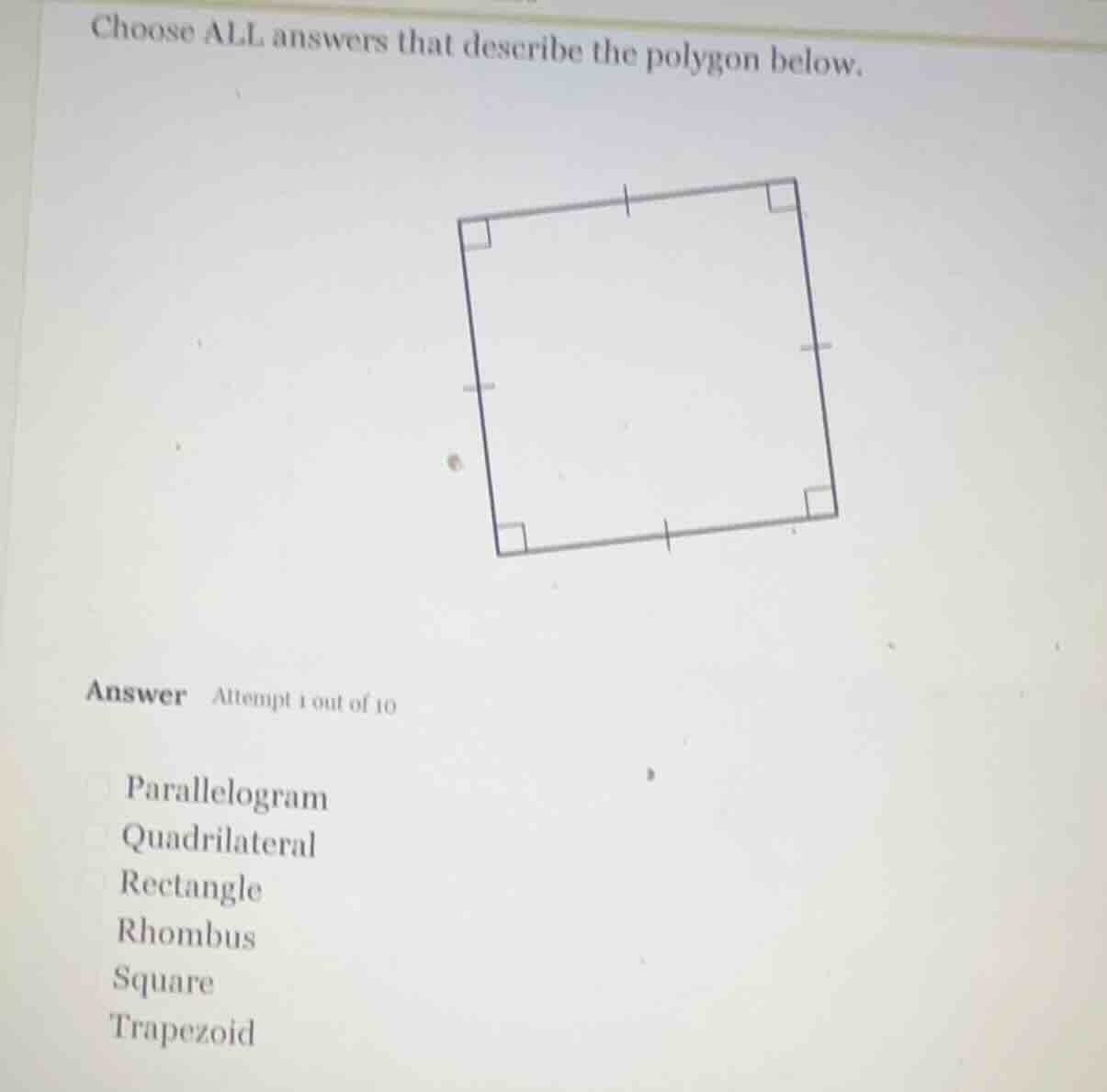 choose all answers that describe the polygon below. answer attempt 1 ou…
