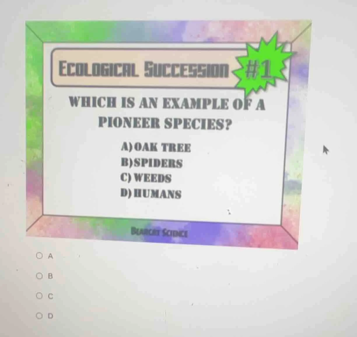 ecological succession #1 which is an example of a pioneer species? a)oa…