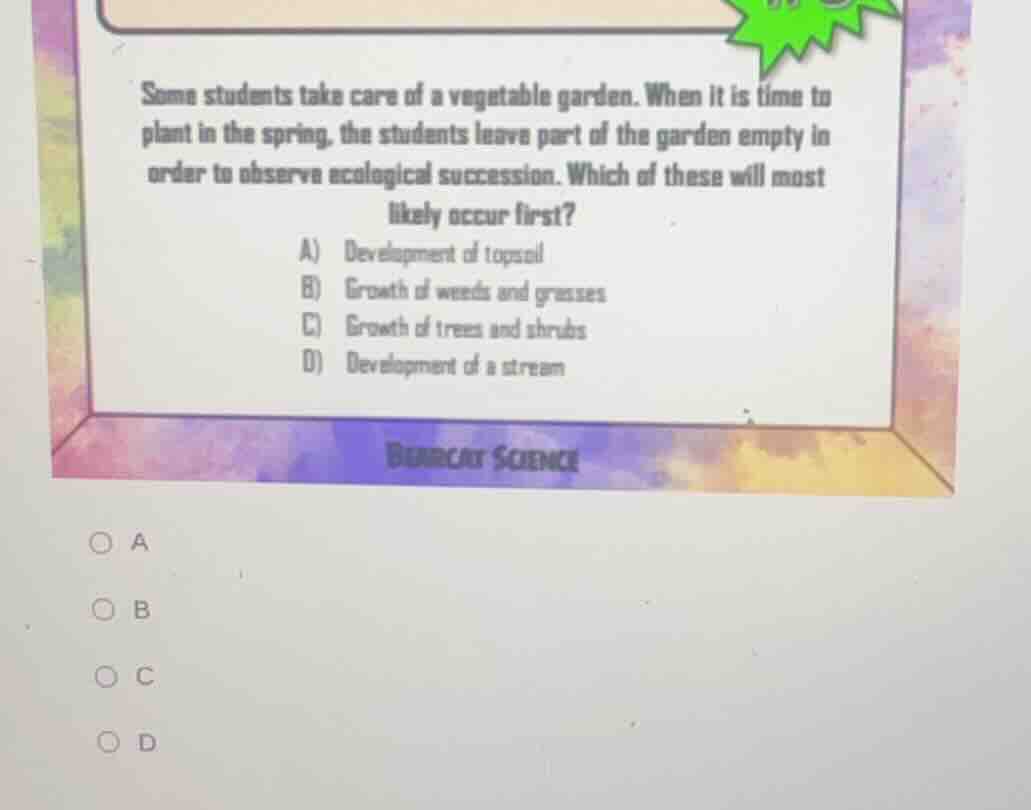 some students take care of a vegetable garden. when it is time to plant…