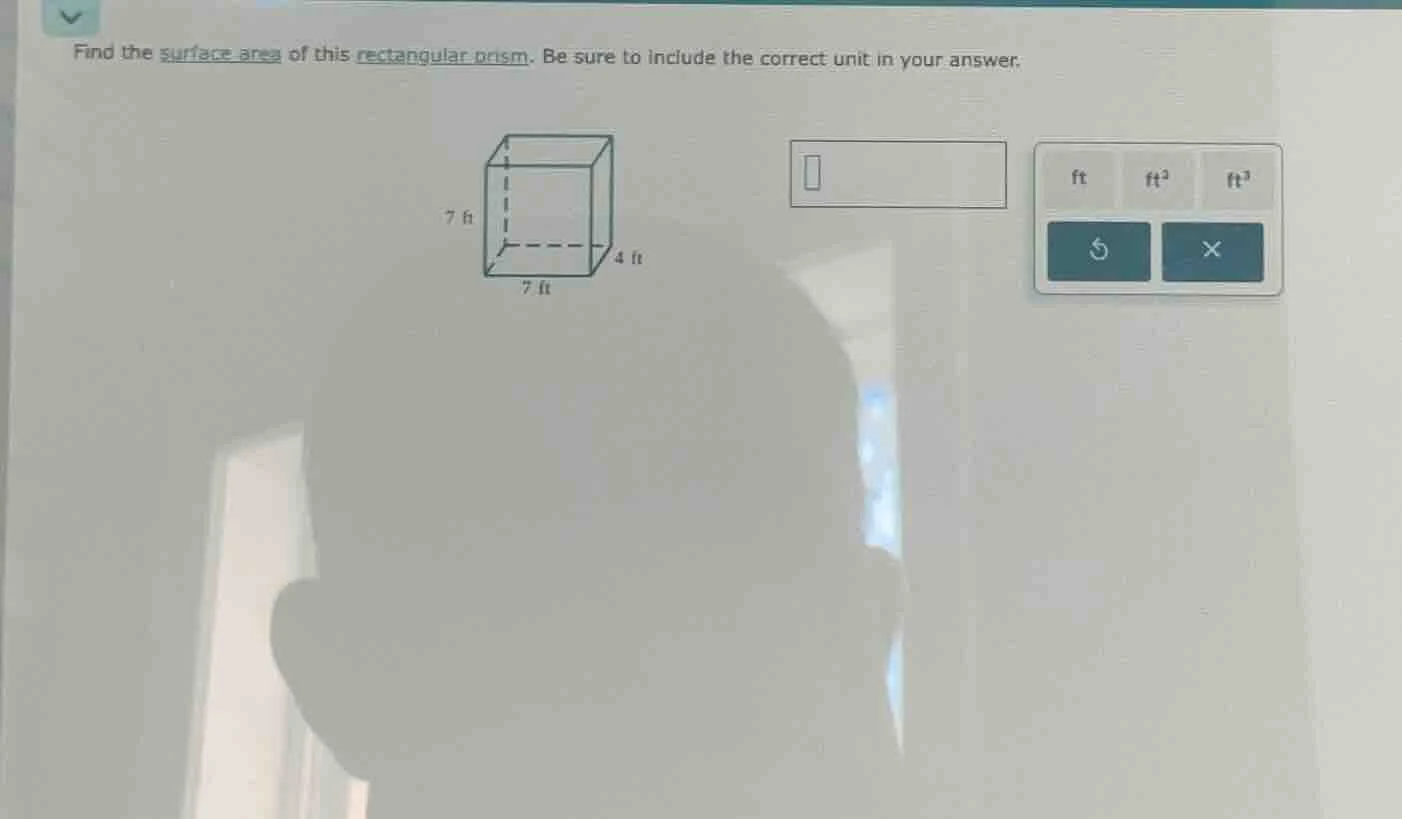 find the surface area of this rectangular prism. be sure to include the…