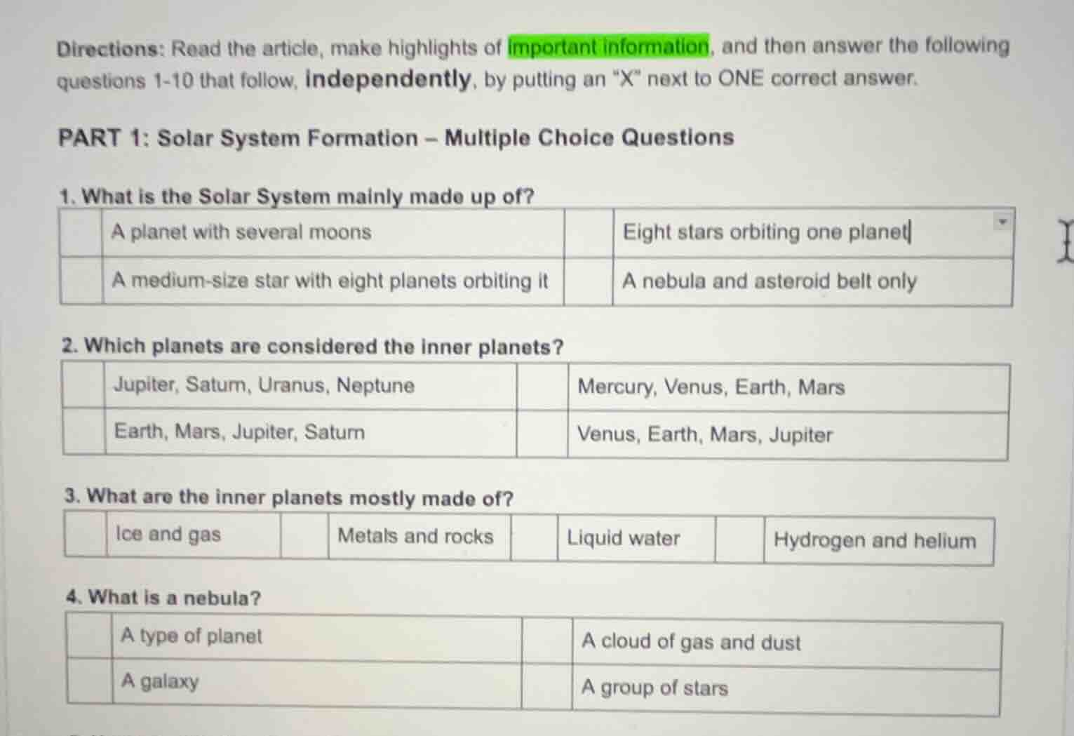 directions: read the article, make highlights of important information,…