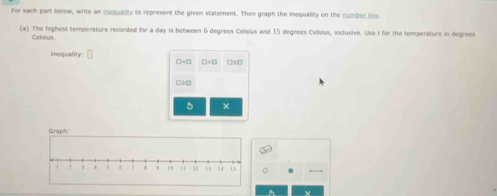 for each part below, write an inequality to represent the given stateme…