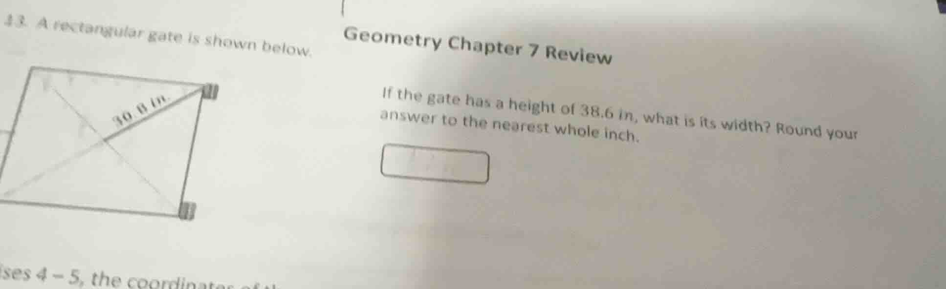 geometry chapter 7 review a rectangular gate is shown below. if the gat…