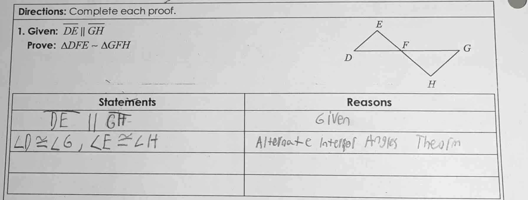 directions: complete each proof. 1. given: $overline{de} \\parallel \\o…