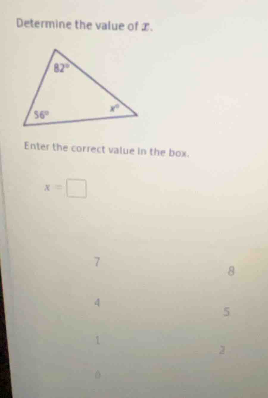 determine the value of x. enter the correct value in the box. x = \\squ…