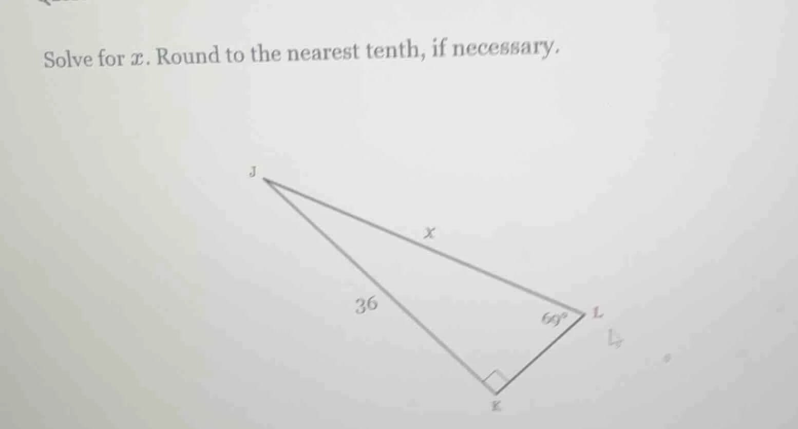 solve for ( x ). round to the nearest tenth, if necessary.