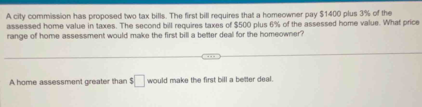 a city commission has proposed two tax bills. the first bill requires t…
