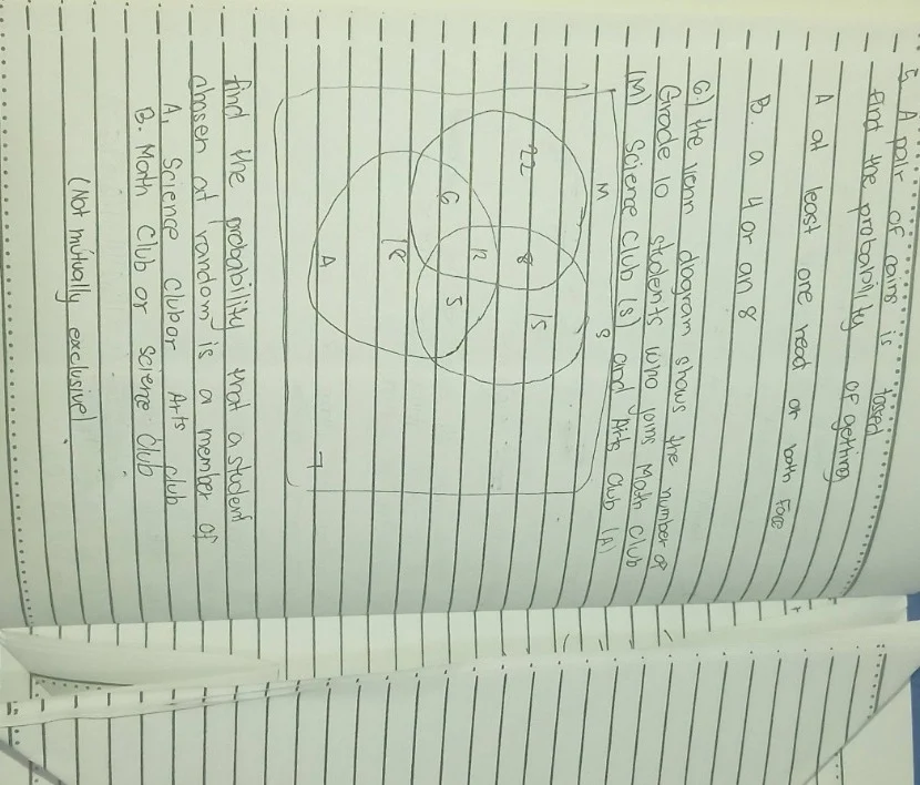 5. a fair of coins is tossed. find the probability of getting a. at lea…