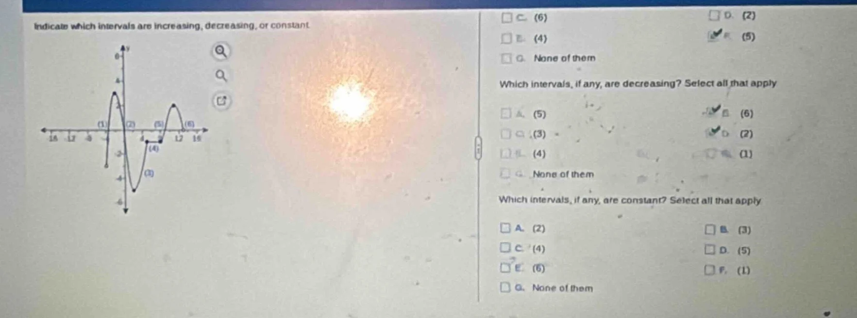 indicate which intervals are increasing, decreasing, or constant (there…