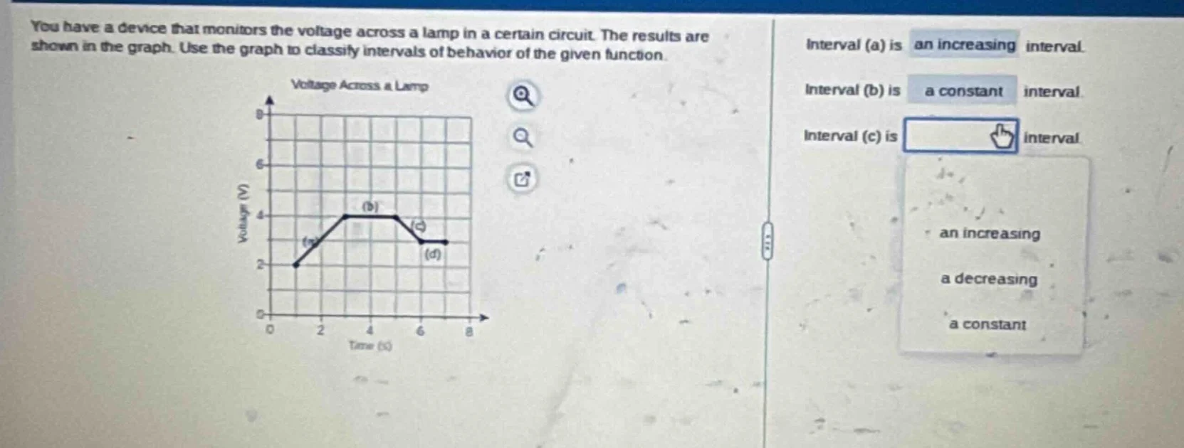 you have a device that monitors the voltage across a lamp in a certain …