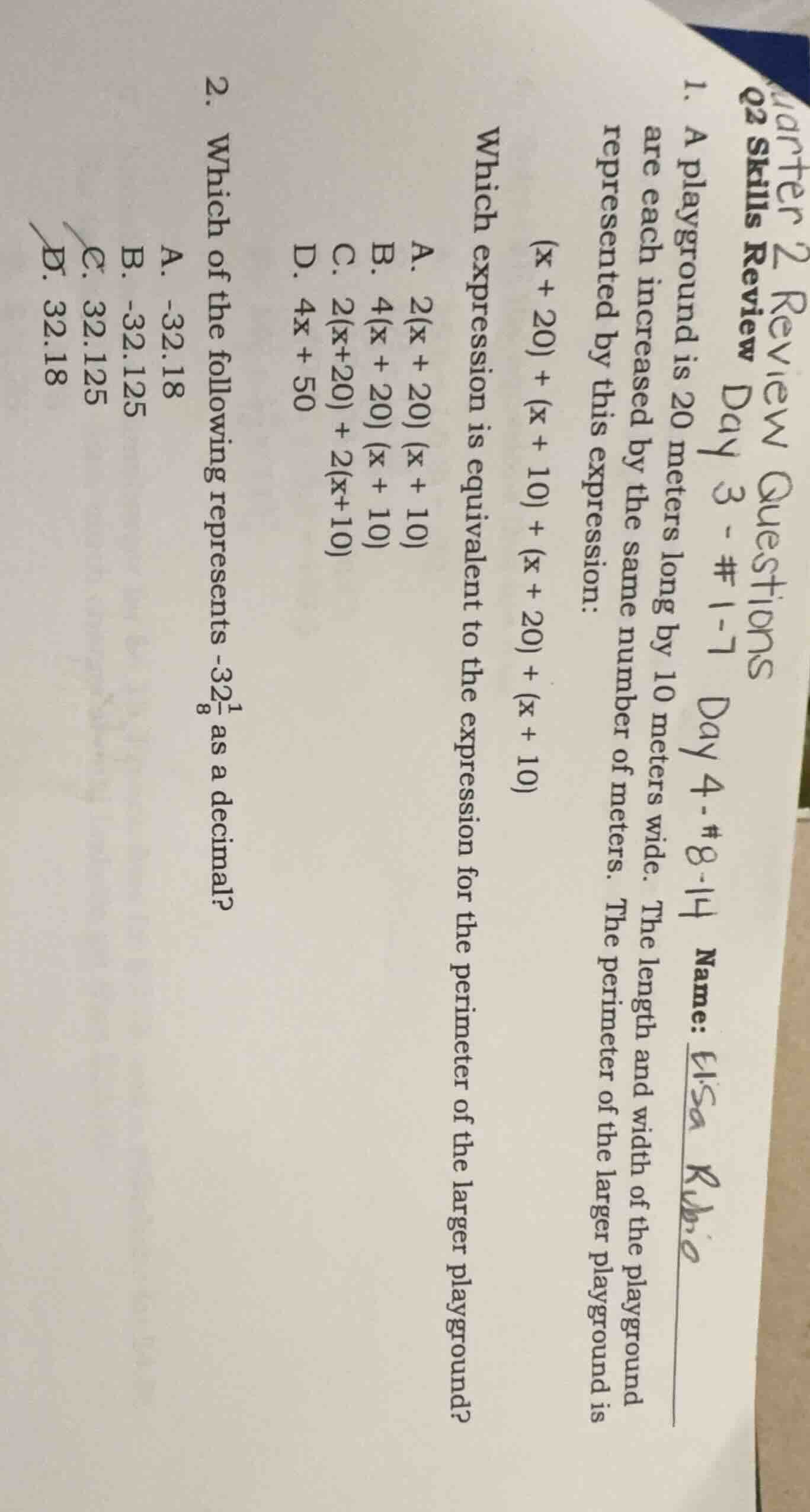 q2 skills review day 3 - #1-7 day 4 - #8-14 name: elisa ribao 1. a play…