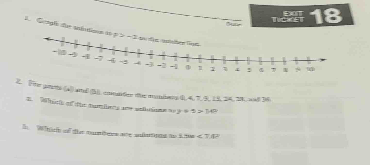 1. graph the solutions to ( p > -2 ) on the number line. 2. for parts (…