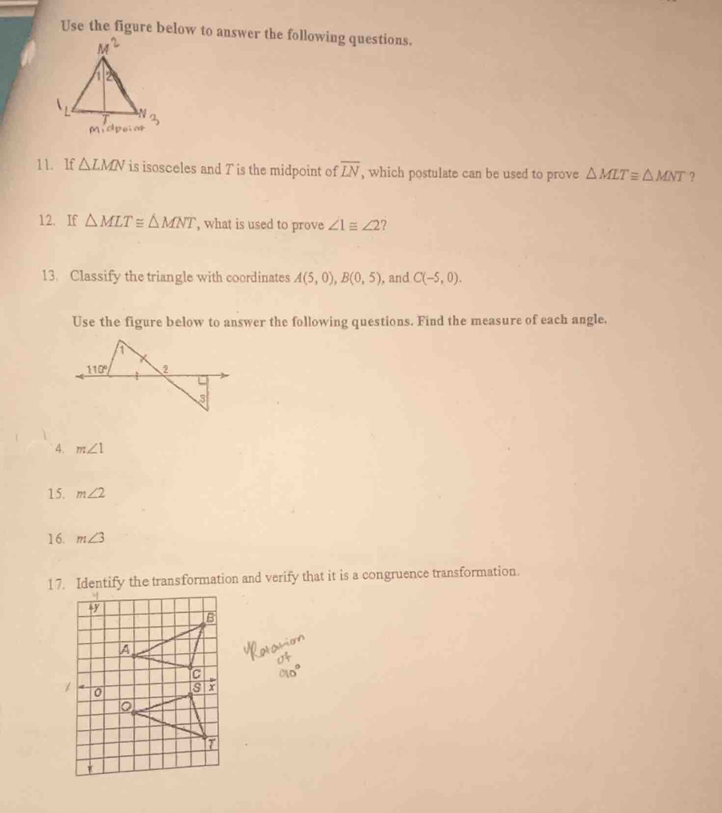 use the figure below to answer the following questions. 11. if $\\trian…
