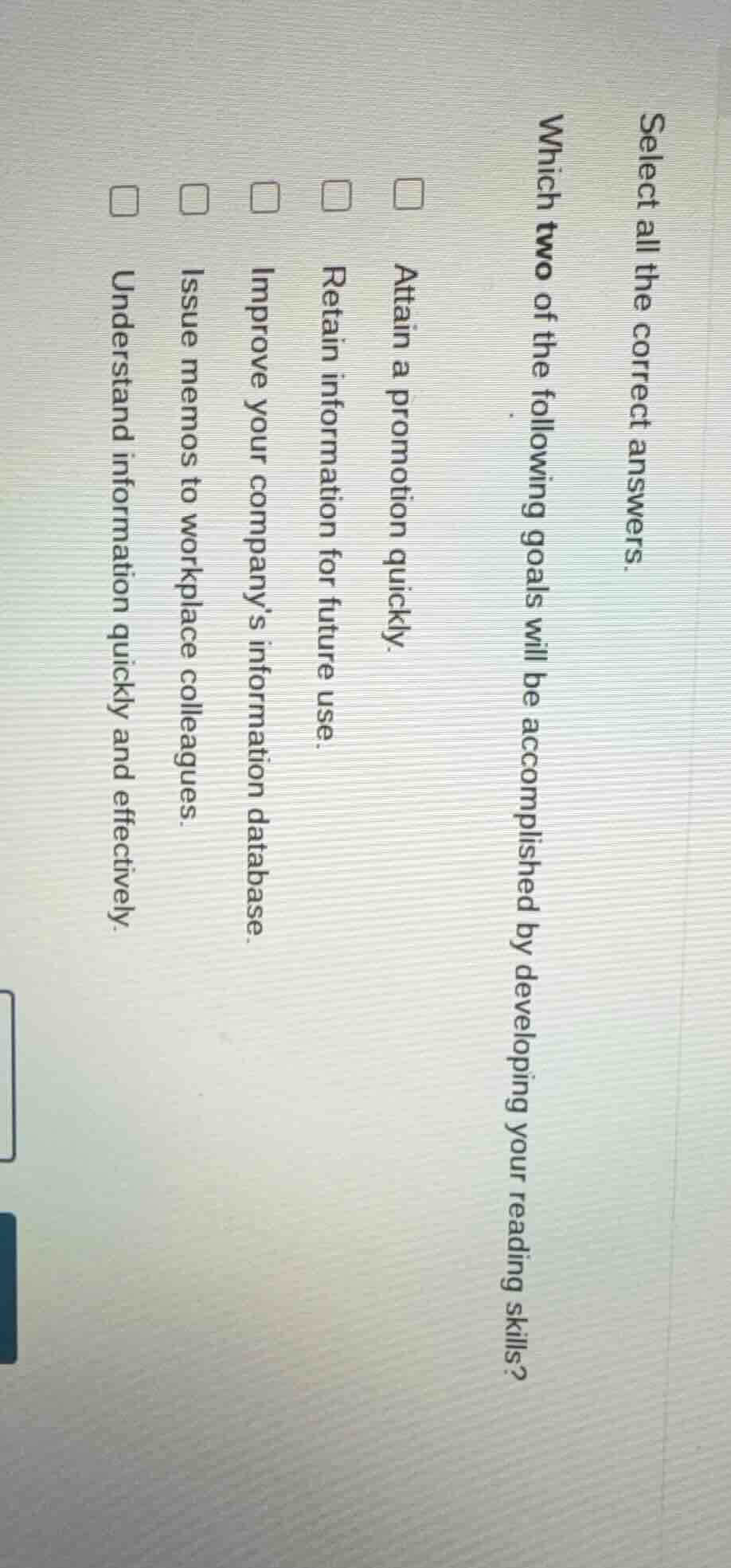 select all the correct answers. which two of the following goals will b…