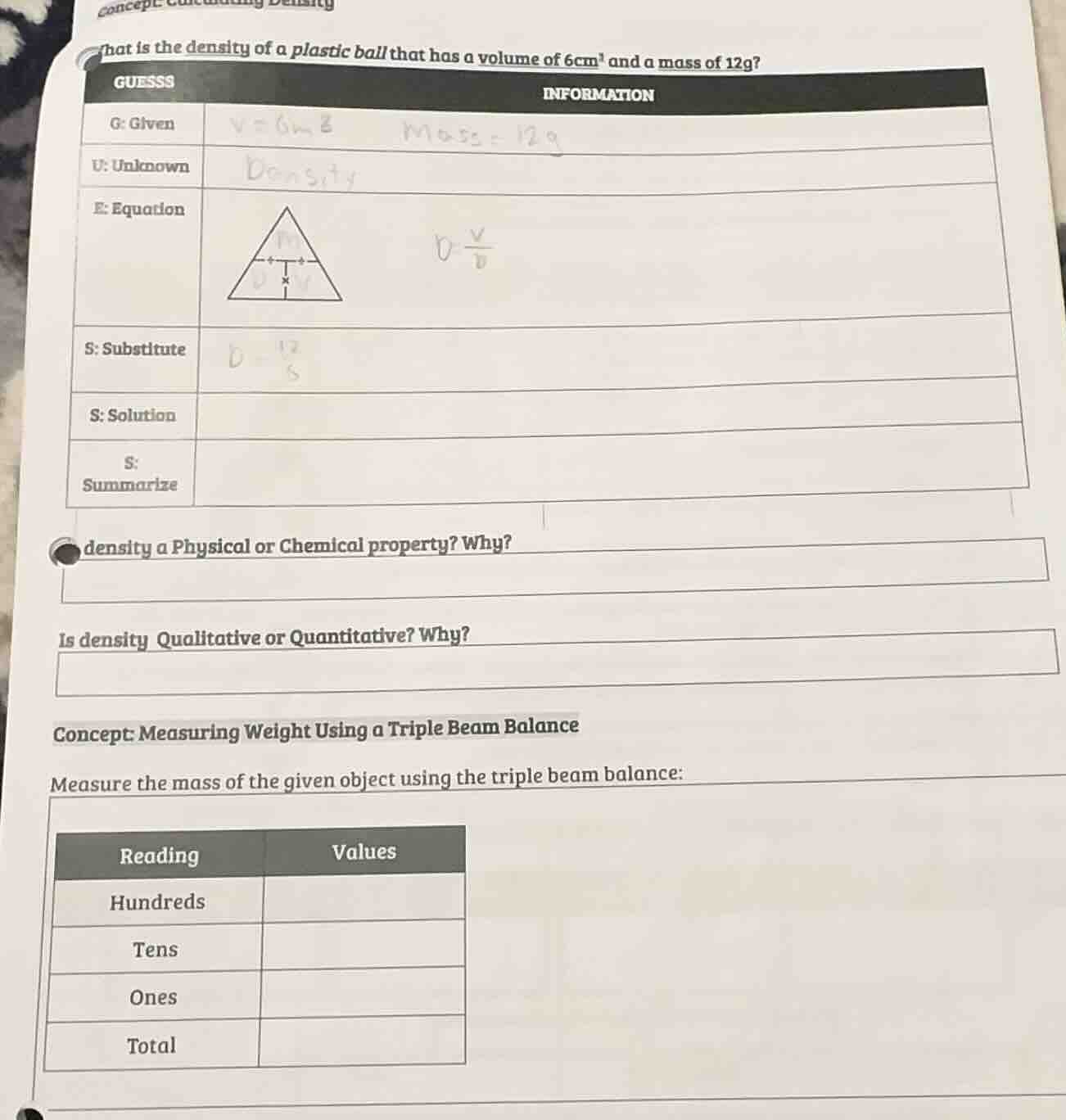 concept: calculating density what is the density of a plastic ball that…