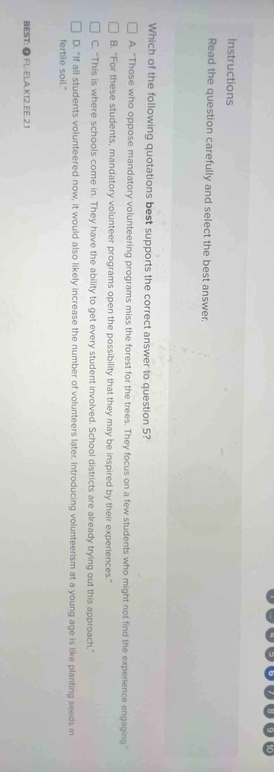 instructions read the question carefully and select the best answer. wh…