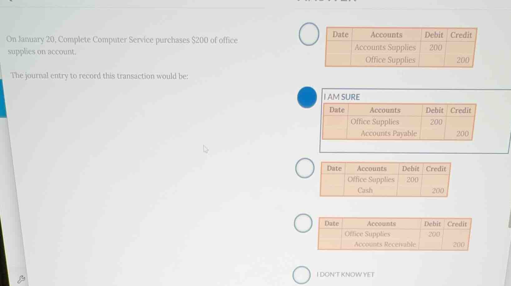 on january 20, complete computer service purchases $200 of office suppl…