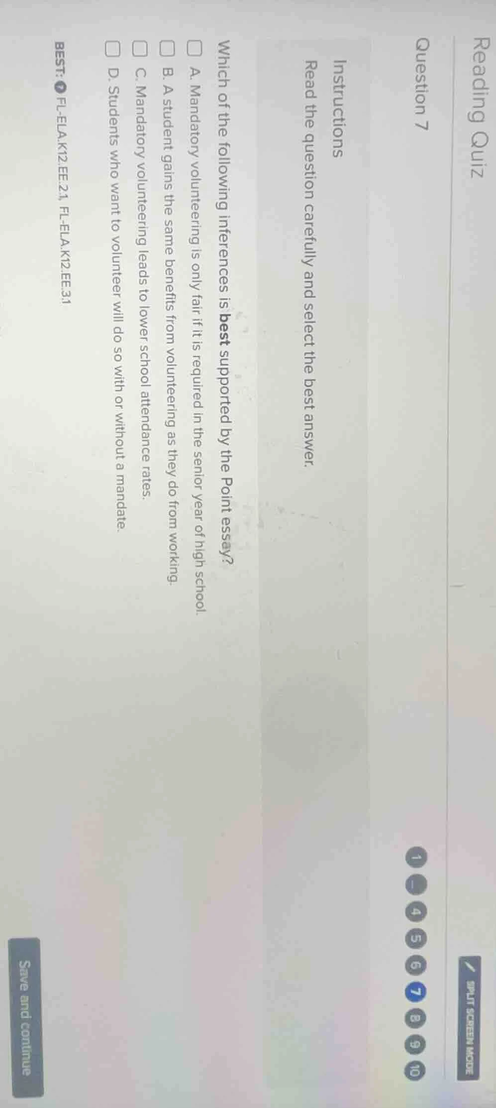 reading quiz question 7 instructions read the question carefully and se…