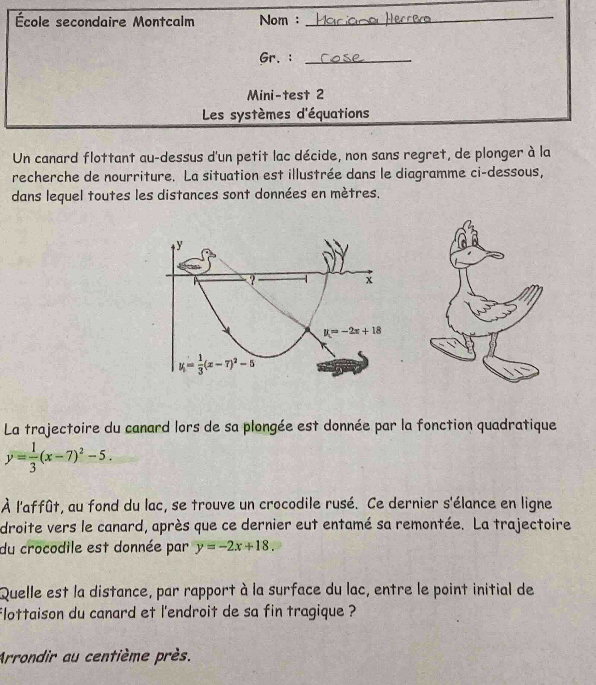 école secondaire montcalm nom : mariana herrera gr. : cose mini - test …