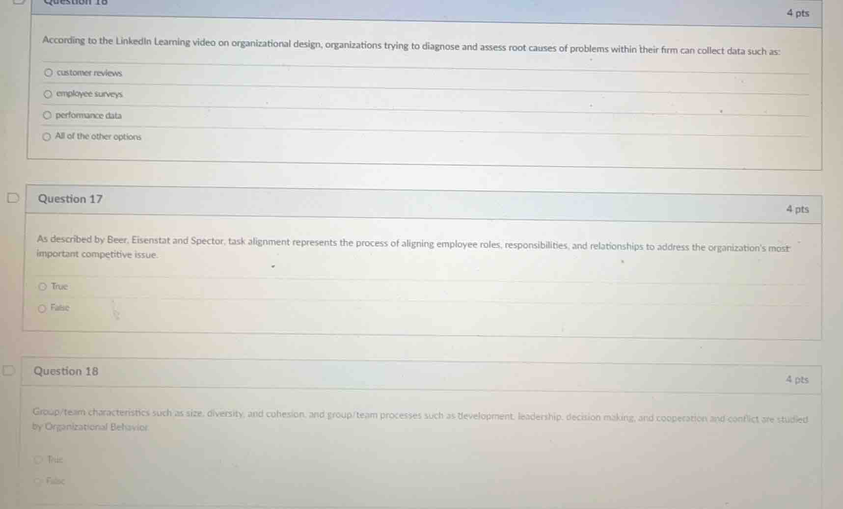 question 16 4 pts according to the linkedin learning video on organizat…