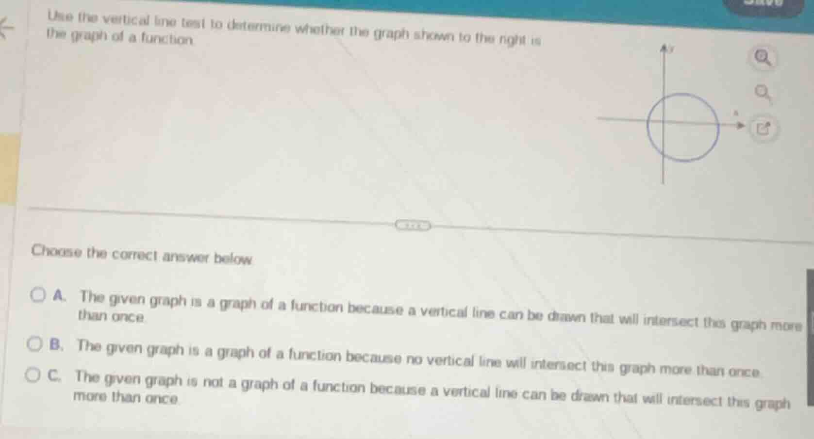 use the vertical line test to determine whether the graph shown to the …