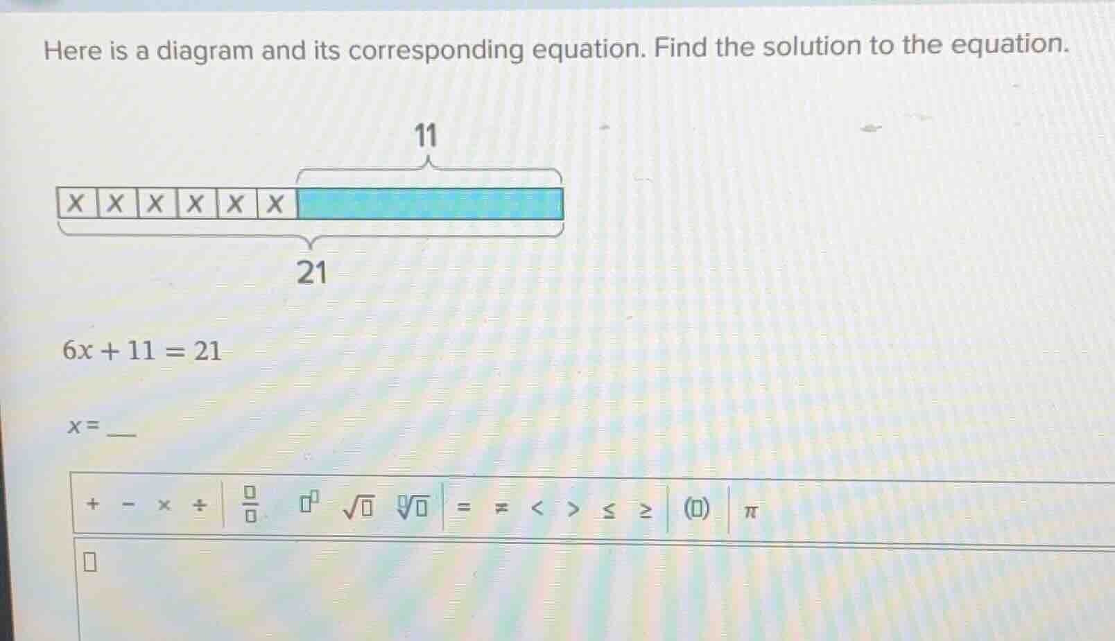 here is a diagram and its corresponding equation. find the solution to …