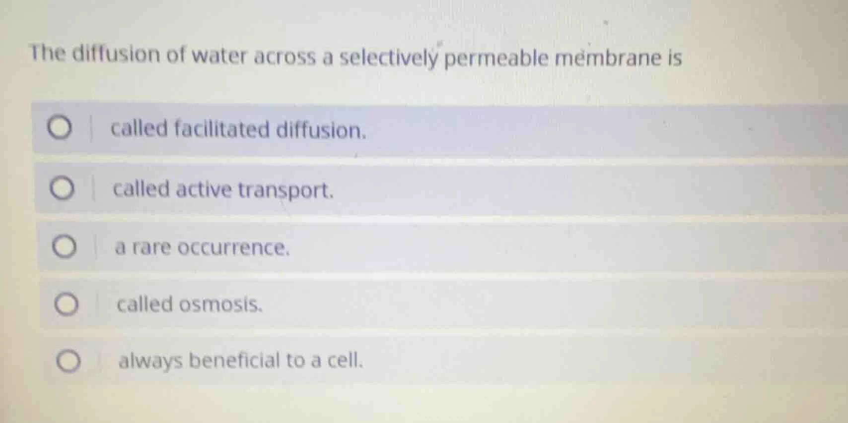 the diffusion of water across a selectively permeable membrane is calle…