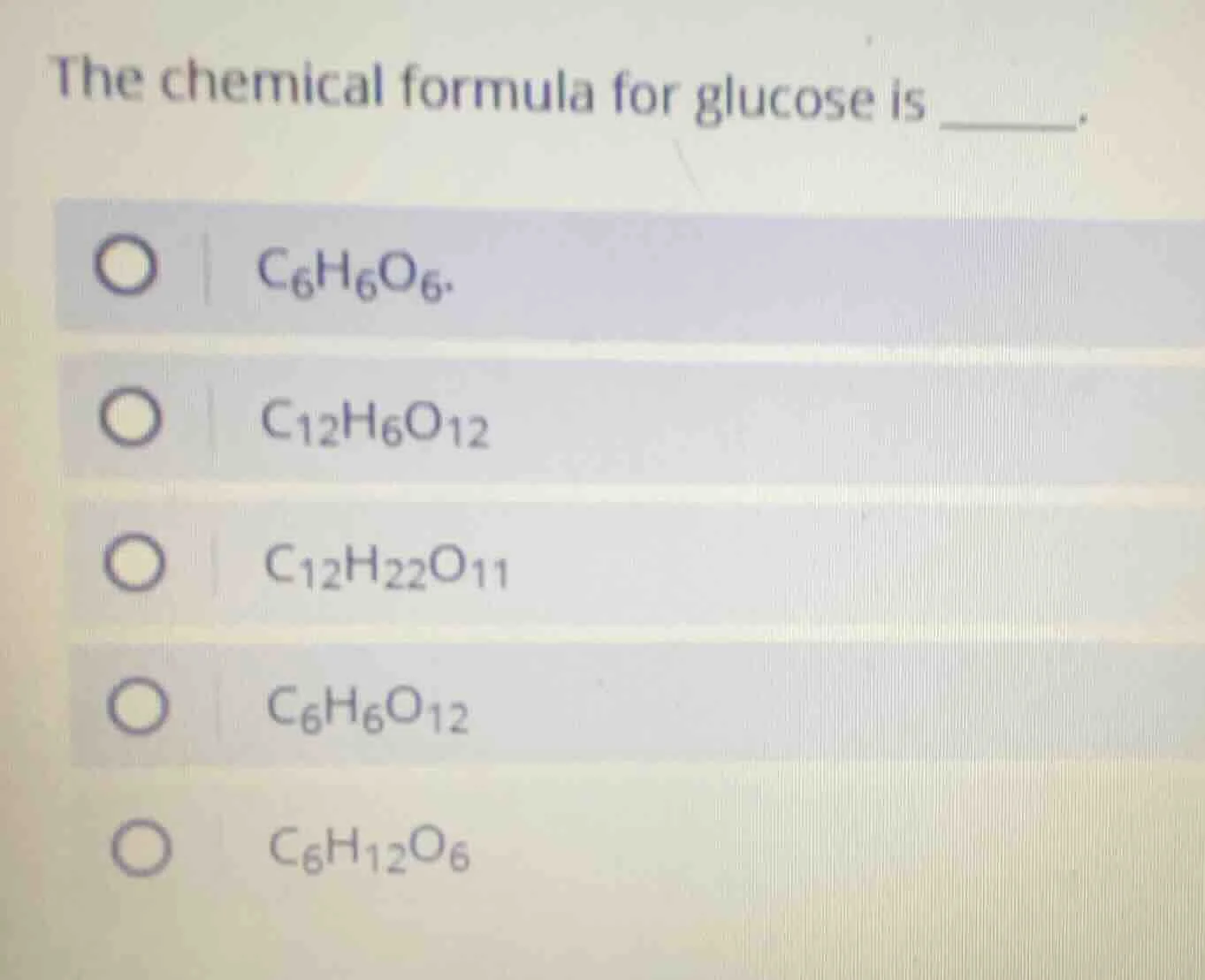 the chemical formula for glucose is ______. \\(\\boldsymbol{\\mathrm{c_…