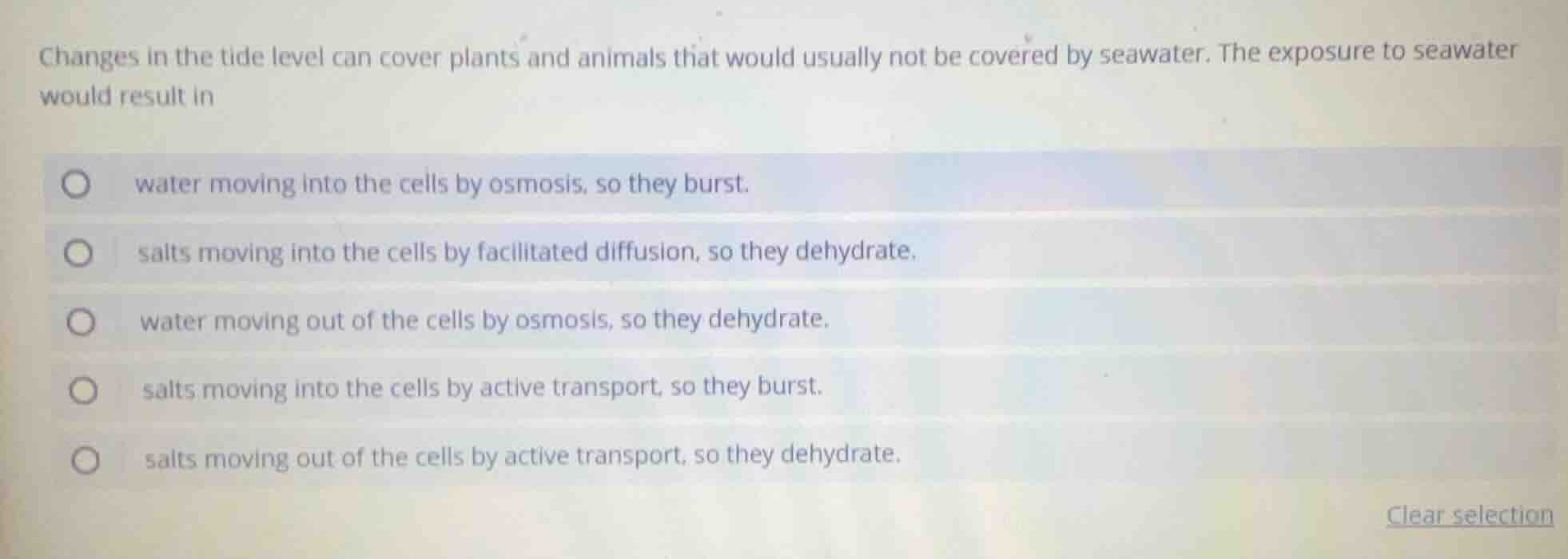 changes in the tide level can cover plants and animals that would usual…