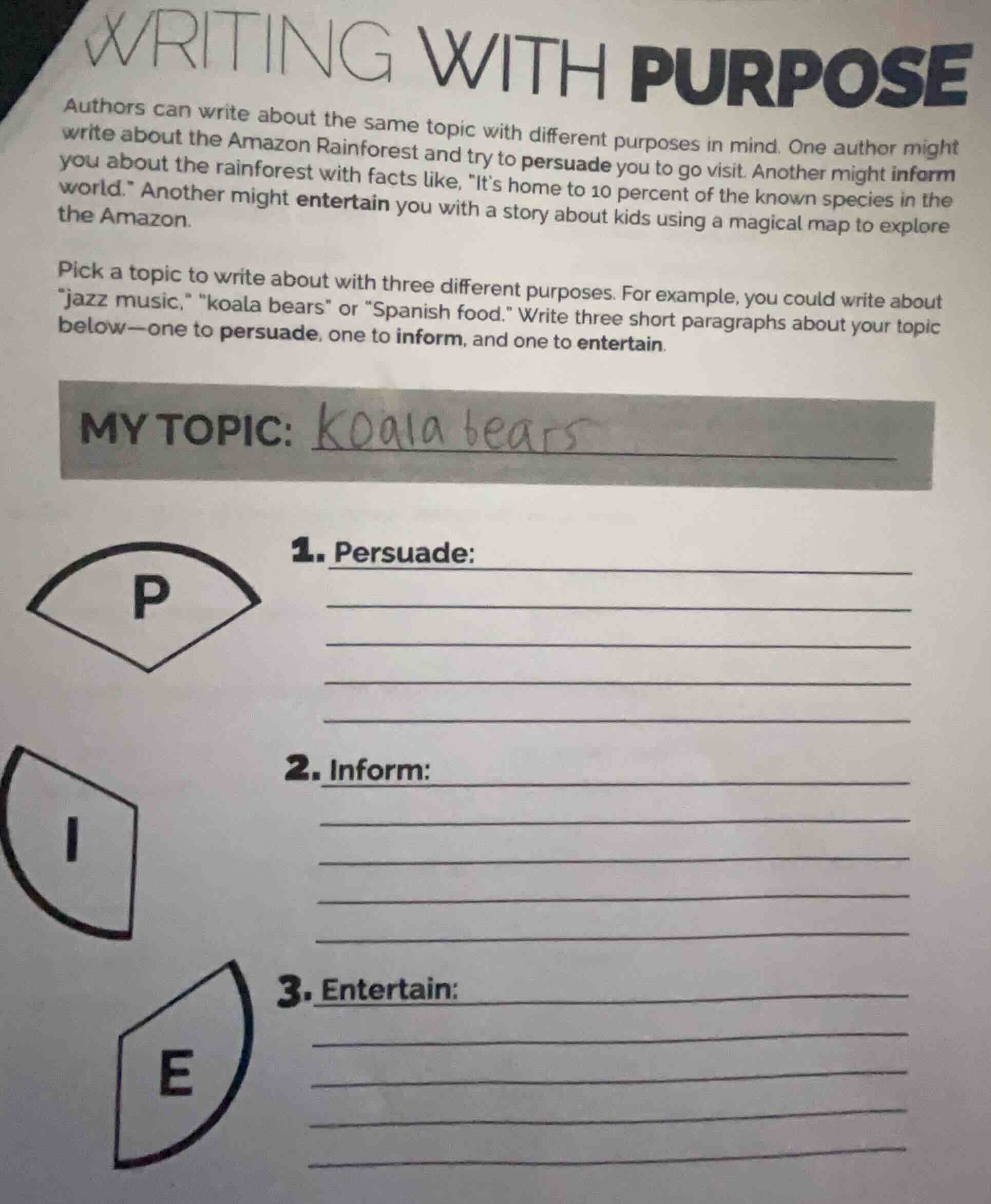 writing with purpose authors can write about the same topic with differ…