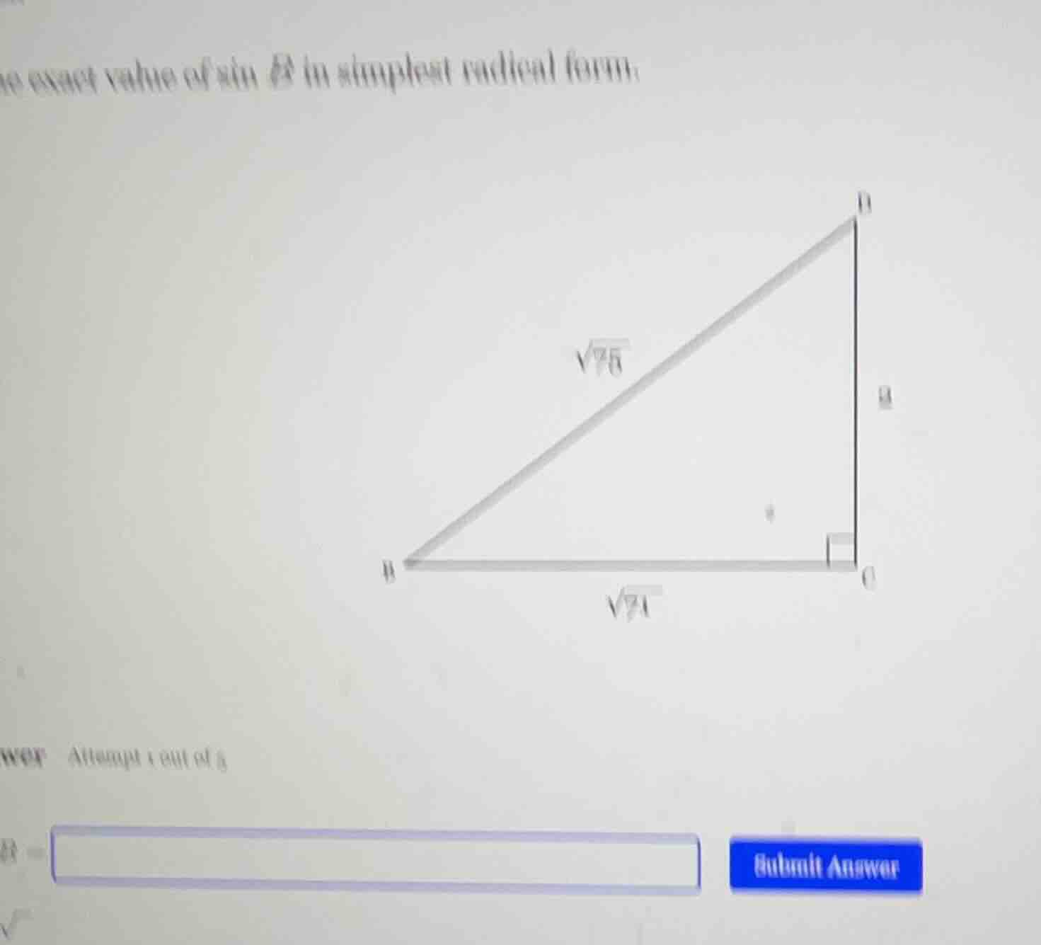 the exact value of \\(sin \\theta\\) in simplest radical form. (there i…