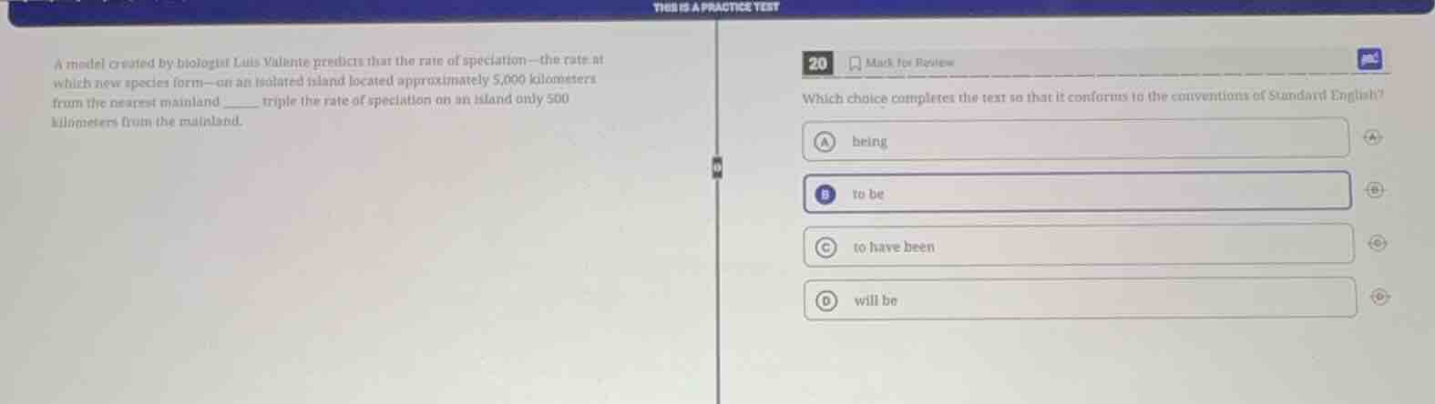 a model created by biologist luis valente predicts that the rate of spe…