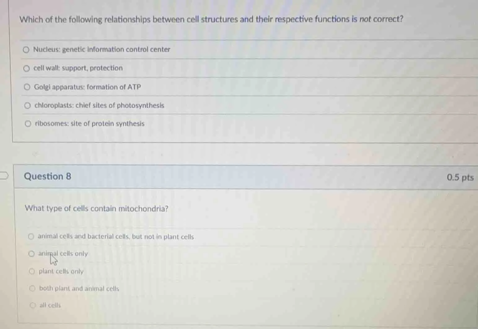 which of the following relationships between cell structures and their …