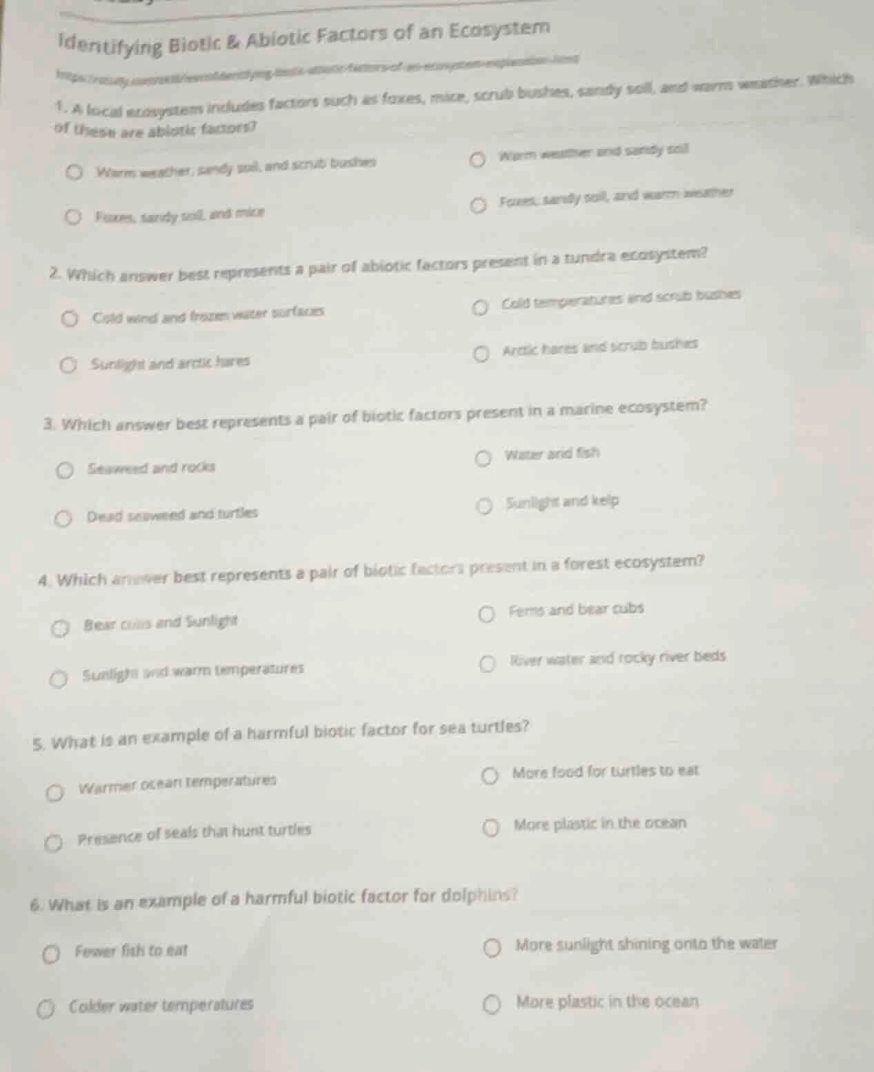 identifying biotic & abiotic factors of an ecosystem 1. a local ecosyst…