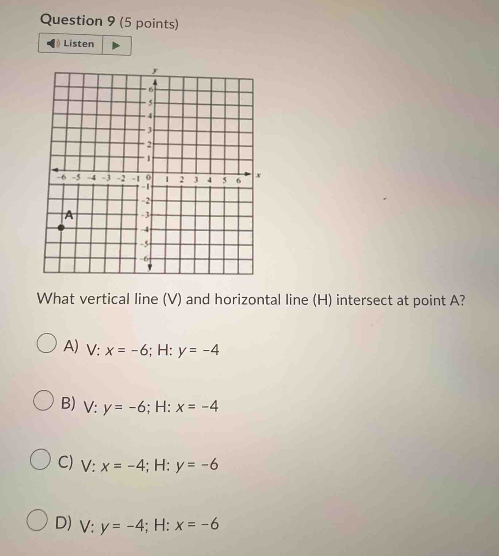 question 9 (5 points) listen what vertical line (v) and horizontal line…