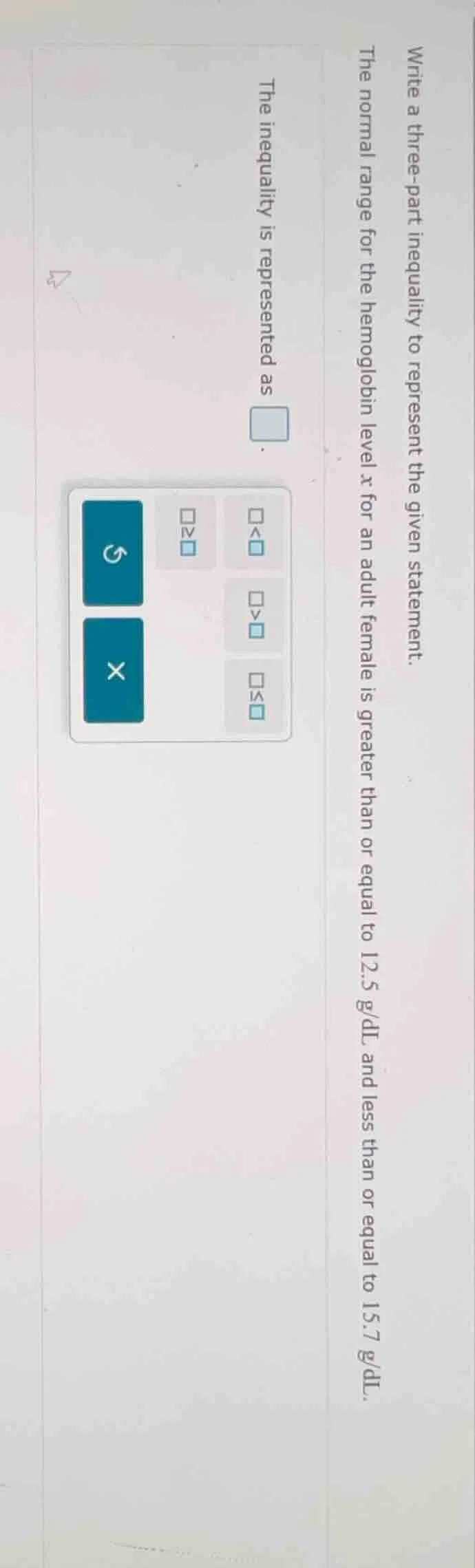 write a three - part inequality to represent the given statement. the n…