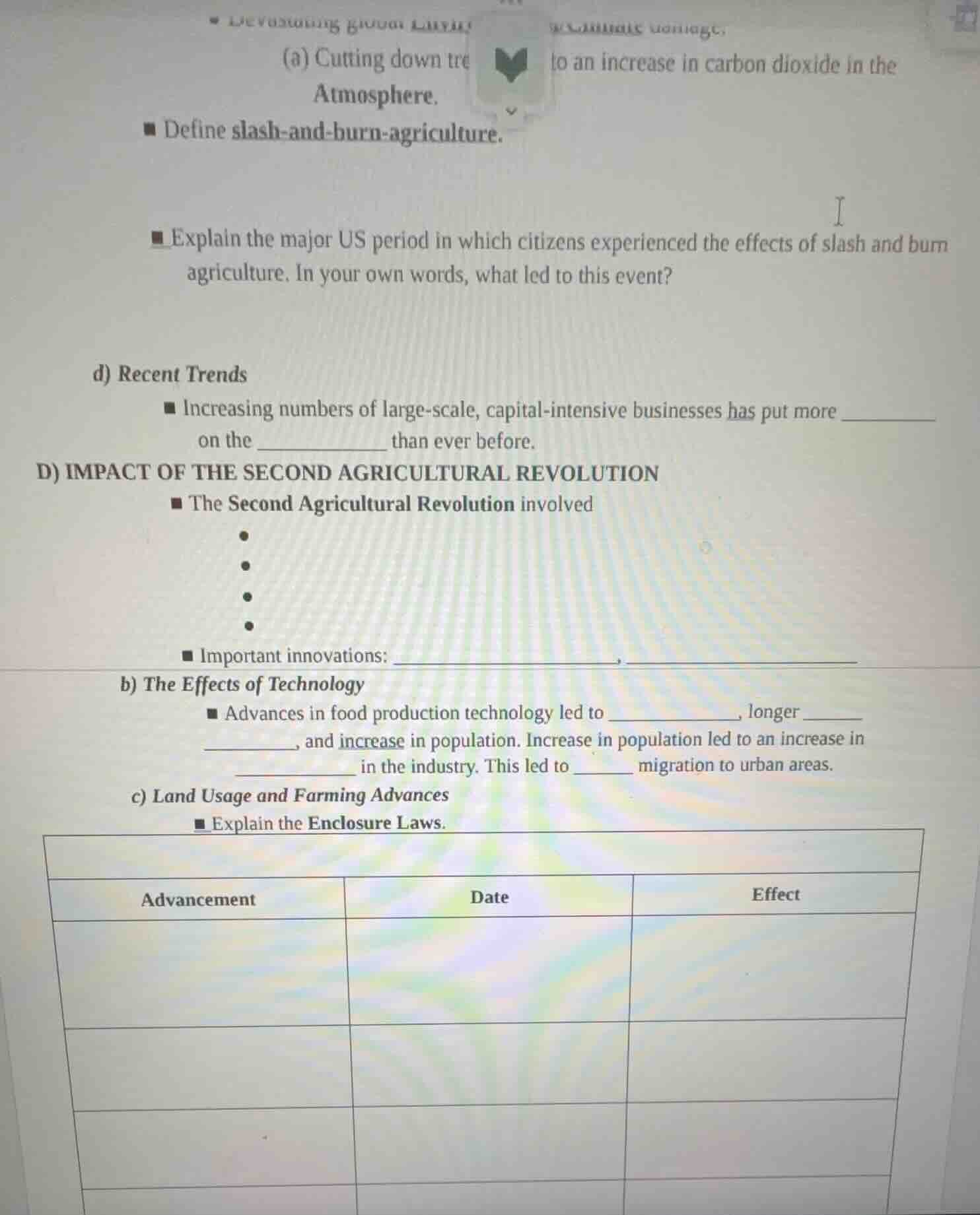 (a) cutting down tre to an increase in carbon dioxide in the atmosphere…