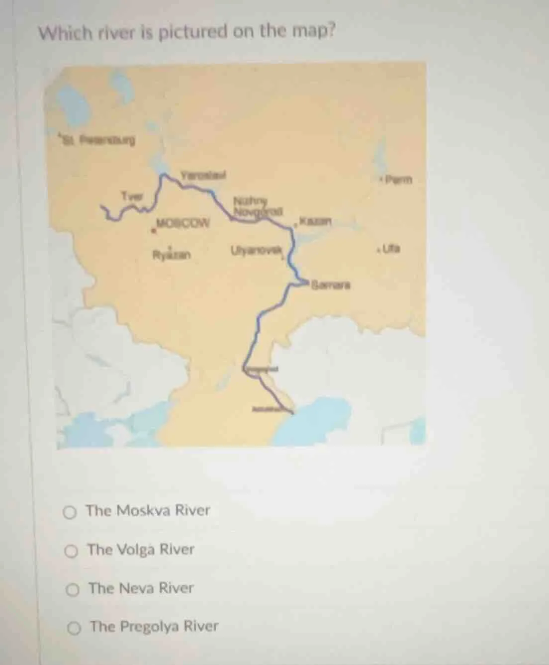 which river is pictured on the map? the moskva river the volga river th…